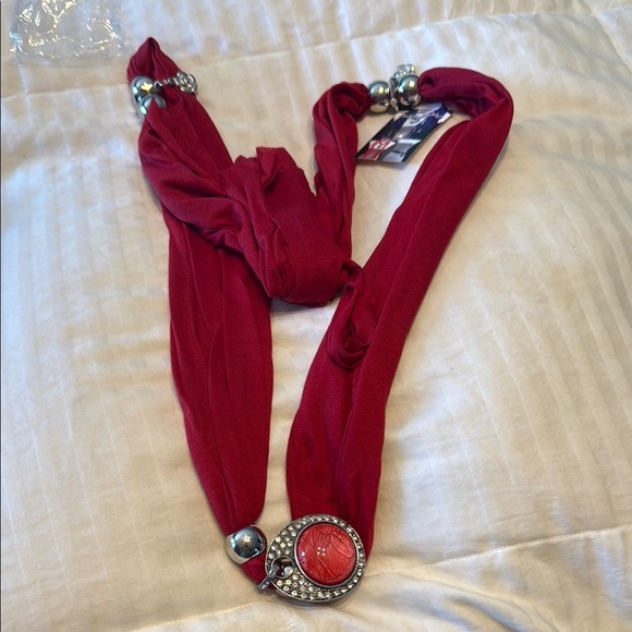 Coldwater Creek Accessories - Coldwater Creek Red and Silver Scarf Wrap Accessory
